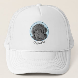 Newfoundland Painting - Cute Original Dog Art Trucker Hat