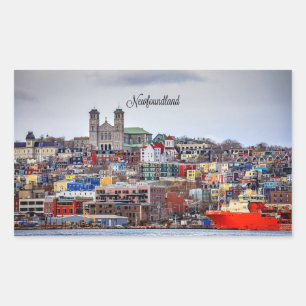 Newfoundland, panoramic cityscape photograph rectangular sticker