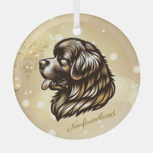 Newfoundland Profile Glass Christmas Ornament