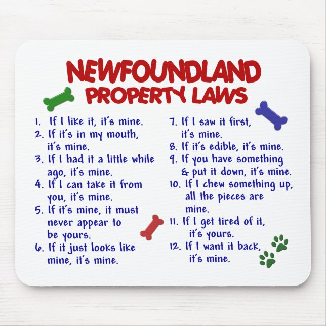 NEWFOUNDLAND Property Laws 2 Mouse Pad (Front)