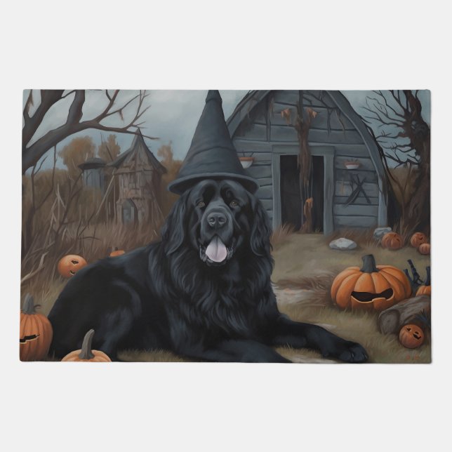Newfoundland Pumpkins Halloween Scary  Doormat (Front)