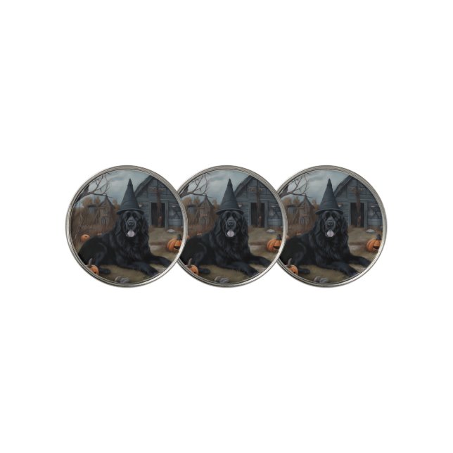 Newfoundland Pumpkins Halloween Scary  Golf Ball Marker (3 Up)