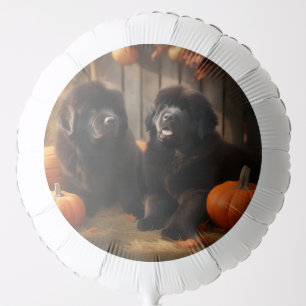 Newfoundland Puppy Autumn Delight Pumpkin Balloon