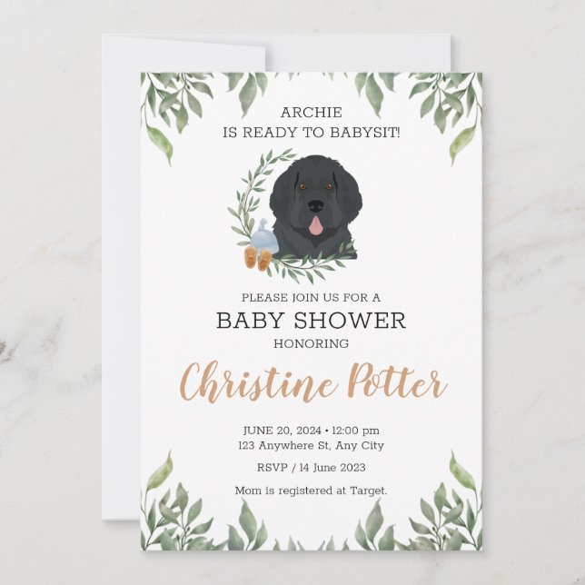 Newfoundland Puppy Baby Shower Invitation (Front)