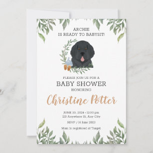 Newfoundland Puppy Baby Shower Invitation