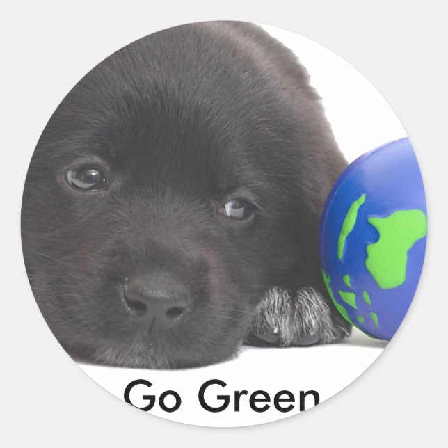 Newfoundland Puppy With Earth Classic Round Sticker (Front)