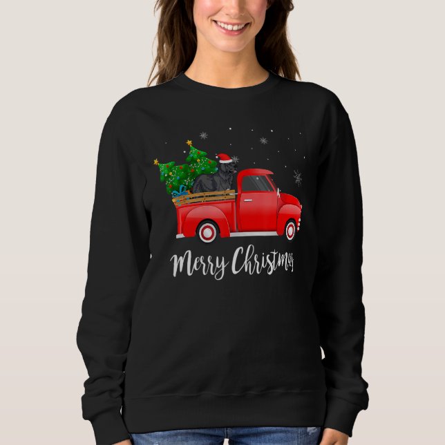 Newfoundland Red Truck Christmas Tree Xmas Dog Sweatshirt (Front)