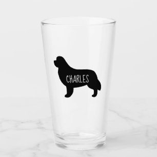 Newfoundland Silhouette Personalized Dog Glass