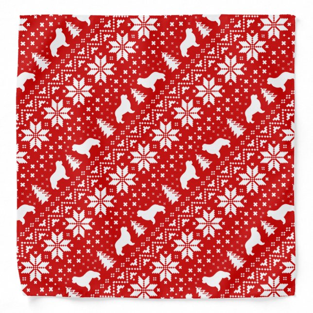 Newfoundland Silhouettes Christmas Pattern Bandana (Front)