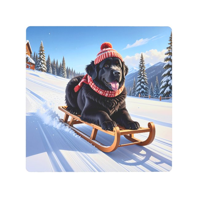 Newfoundland Sled Ride Metal Print (Front)