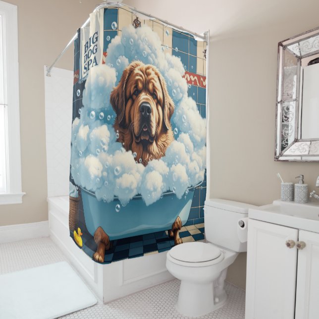 Newfoundland  Sloppy Sleepy Cute Funny  Shower Curtain (In Situ)
