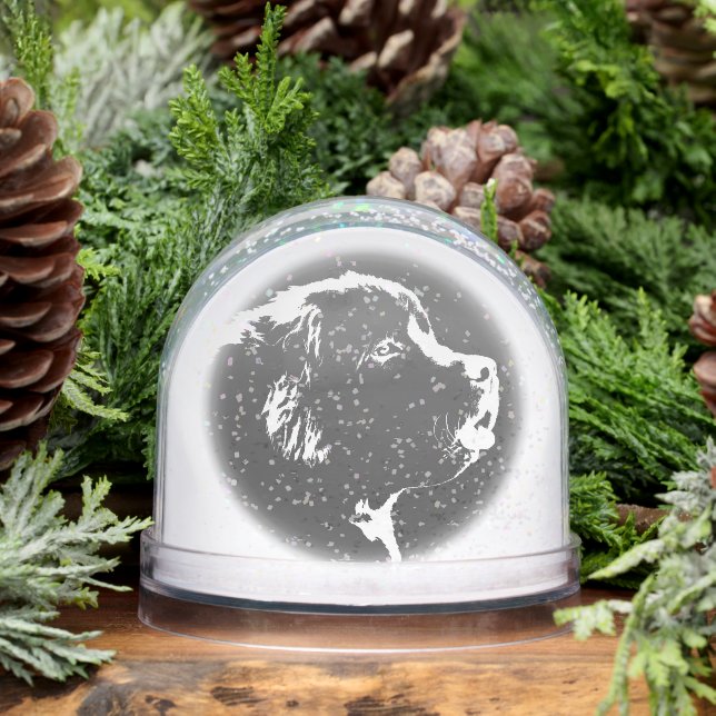 Newfoundland Snowglobe Custom Puppy Dog Snow Globe (Winter)