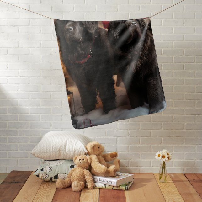 Newfoundland Snowy Sleigh Christmas Decor Baby Blanket (In Situ)