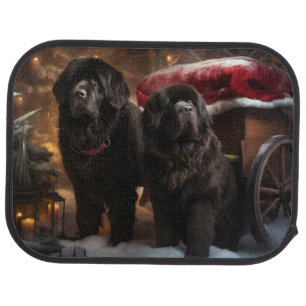 Newfoundland Snowy Sleigh Christmas Decor Car Floor Mat