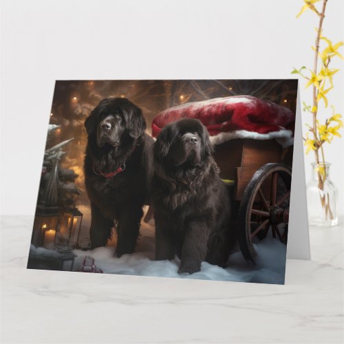 Newfoundland Snowy Sleigh Christmas Decor Card