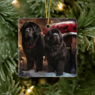 Newfoundland Snowy Sleigh Christmas Decor Ceramic Ornament