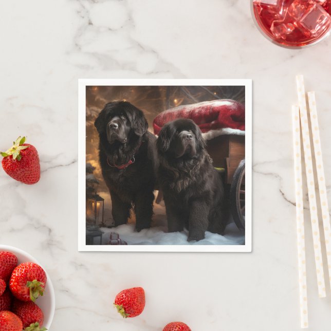 Newfoundland Snowy Sleigh Christmas Decor Napkins (Insitu)