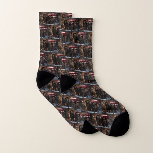 Newfoundland Snowy Sleigh Christmas Decor Socks