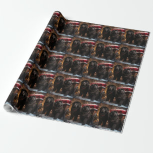 Newfoundland Snowy Sleigh Christmas Decor Wrapping Paper