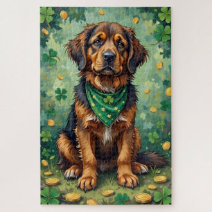 Newfoundland St Patrick’s Day Lucky Dog Jigsaw Puzzle