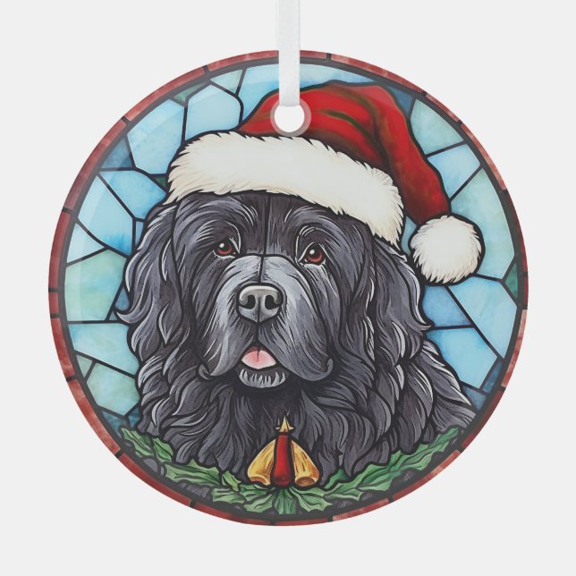 Newfoundland Stained Glass Christmas Ornament (Front)