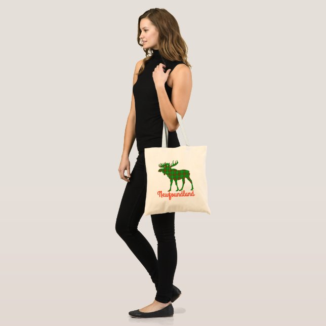 Newfoundland  Tartan moose cute tote bag (Front (Model))