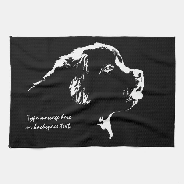 Newfoundland Towel Personalized Dog Tea Towel (Horizontal)