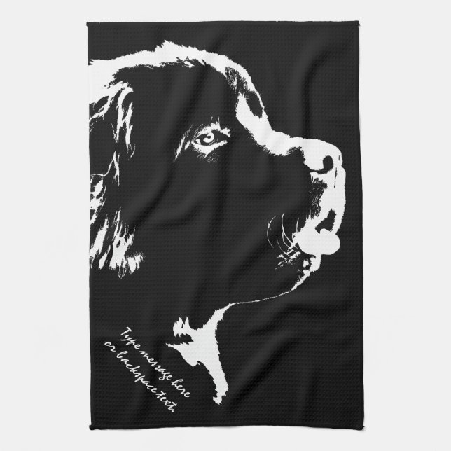 Newfoundland Towel Personalized Dog Tea Towel (Vertical)