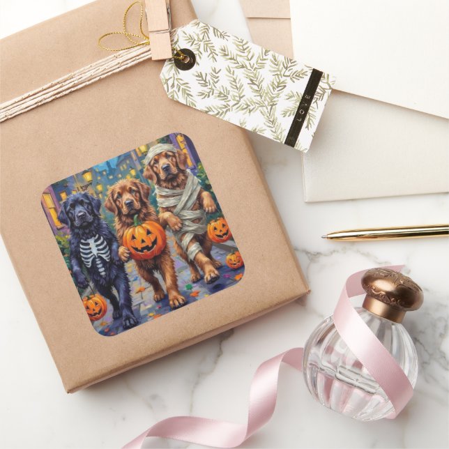 Newfoundland Trick-or-Treating Halloween Costumes Square Sticker (Gifting)