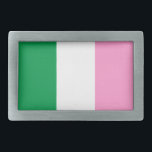 Newfoundland Tricolour flag (Canada) Belt Buckle<br><div class="desc">Roman Catholic Star of the Sea Association flag ( the "Newfoundland Tricolour"). The Newfoundland Tricolour, or the Pink, White and Green, is an unofficial flag seen in the Canadian province of Newfoundland and Labrador, and is mistakenly believed to have been an official Flag of Newfoundland and Labrador, or more commonly,...</div>