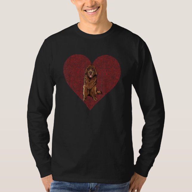 Newfoundland Valentines Day Dog Love Fingerprint T-Shirt (Front)