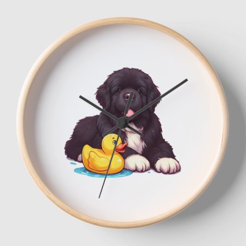 Newfoundland with a rubber duck   clock