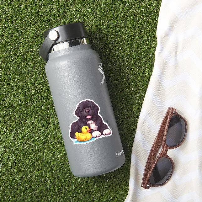 Newfoundland with a rubber duck   sticker (HydroFlask Insitu)