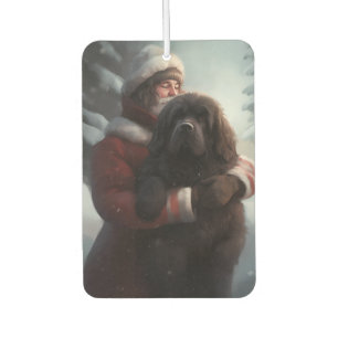 Newfoundland With Santa Claus Festive Christmas Air Freshener