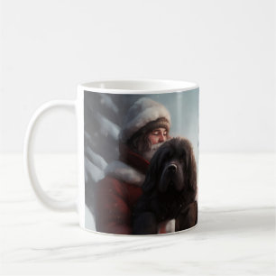 Newfoundland With Santa Claus Festive Christmas Coffee Mug