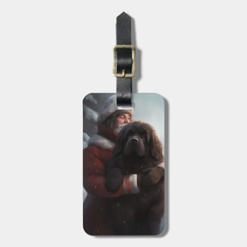 Newfoundland With Santa Claus Festive Christmas  Luggage Tag