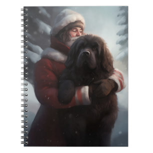 Newfoundland With Santa Claus Festive Christmas Notebook