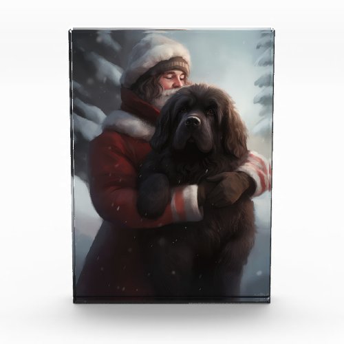 Newfoundland With Santa Claus Festive Christmas  Photo Block