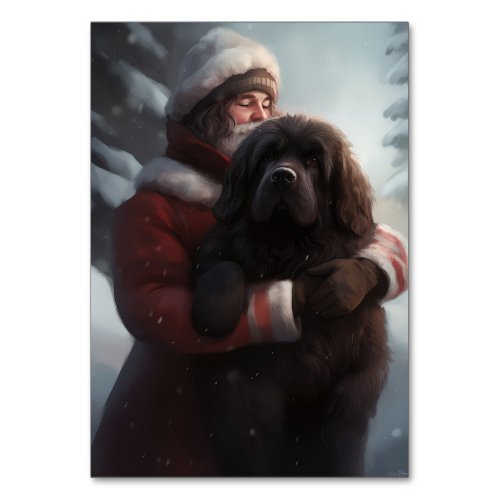 Newfoundland With Santa Claus Festive Christmas  Table Number