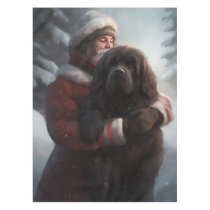 Newfoundland With Santa Claus Festive Christmas Tablecloth