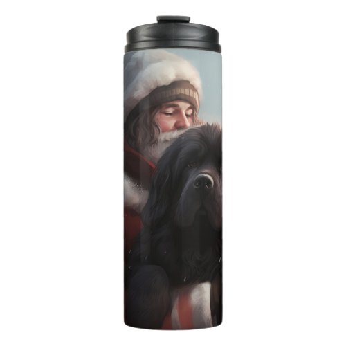 Newfoundland With Santa Claus Festive Christmas  Thermal Tumbler