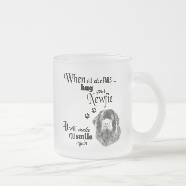 Newfoundlander modern art cute dog breed slogan frosted glass coffee mug (Right)