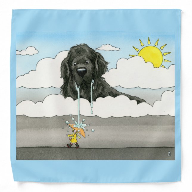 Newfy In The Sky - Chien terre-neuve dans le ciel Bandana (Front)