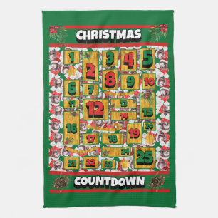 Newfypoo Countdown Christmas Advent Calendar Dog Kitchen Towel