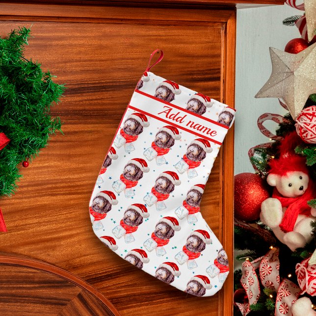 Newfypoo Dog Breed Christmas Stars Small Christmas Stocking (Creator Uploaded)