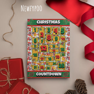 Newfypoo Dog Countdown Christmas Advent Calendar Holiday Card