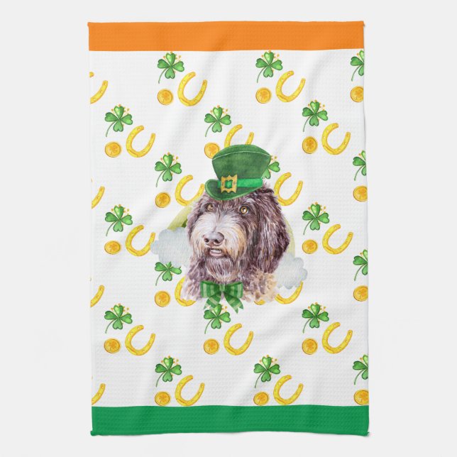 Newfypoo Dog Holiday Home Decor St Patricks Day Kitchen Towel (Vertical)