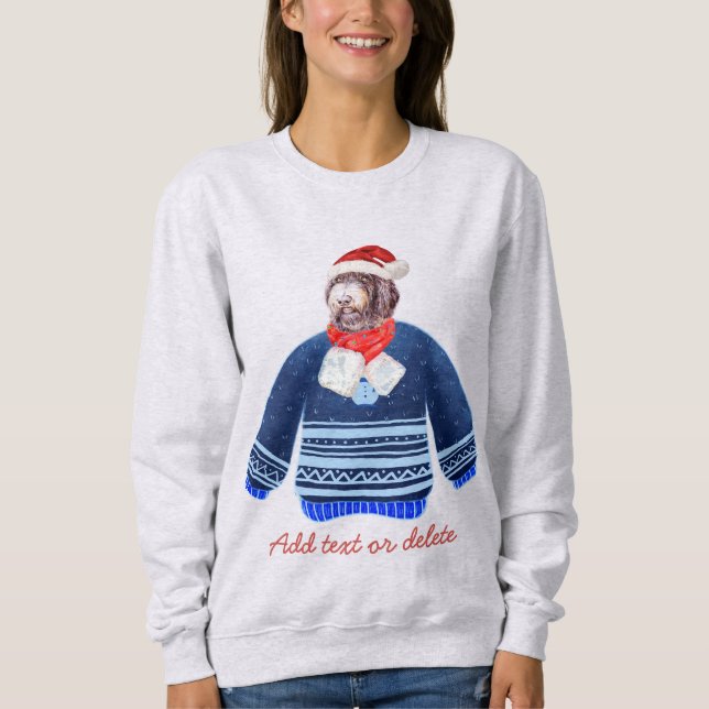 Newfypoo Family Xmas Ugly Christmas Dog Mom Sweatshirt (Front)