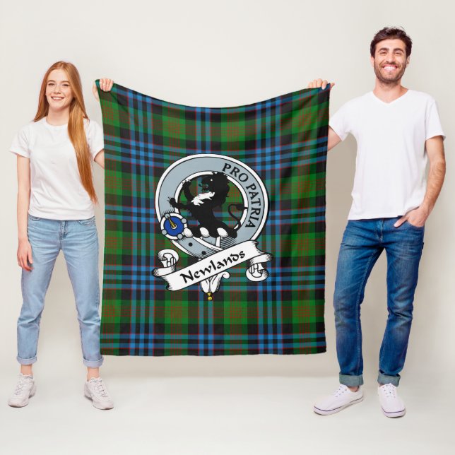 Newlands Clan Badge Tartan Plaid Fleece Blanket (In Situ)