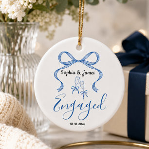 newly engaged couple, custom christmas gift ceramic ornament
